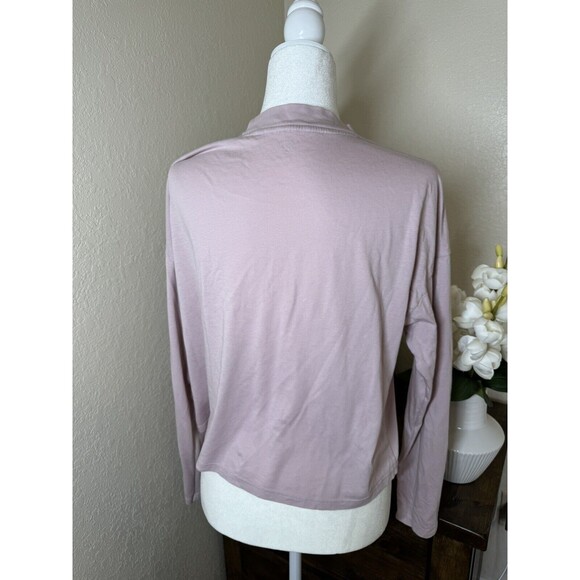Calvin Klein Performance Brushed Logo Long Sleeve TShirt Crop Pink Top Large - Picture 2 of 12